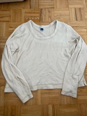 Old Navy Women's Cream Waffle Long Sleeve Tee